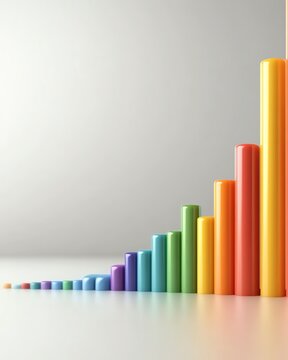 Colorful 3D bars forming wave shape, finance fluctuations and market trends theme