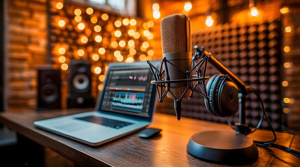 Home recording studio setup is ready for recording podcasts and music