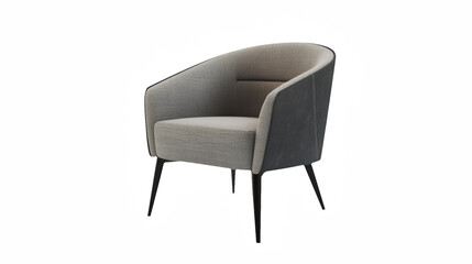 Fototapeta premium a chair with fabric upholstered in grey fabric on a transparent background, PNG image, PNG file, Generative art.