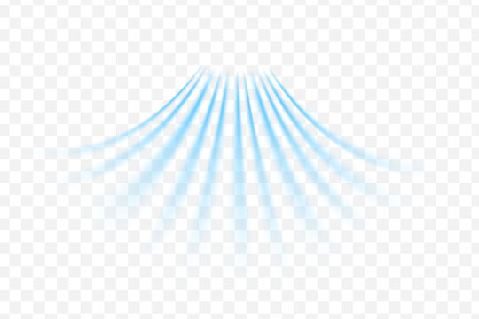 Light wind set of vector elements on transparent background. Dynamic blurred air flow movement