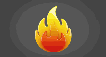 Glossy flame illustration displaying vibrant yellow and orange colors, a symbol of heat and energy