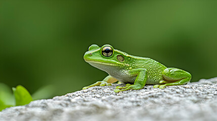 Obraz premium Green Frog On Stone