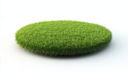 Lush Green Round Grass Patch on White Background Ideal for Natural Landscapes, Gardening, or Eco-Friendly Design Projects