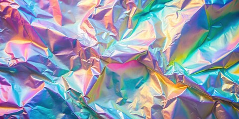 Fototapeta premium Abstract iridescent holographic foil texture background with vibrant color shifts and folds
