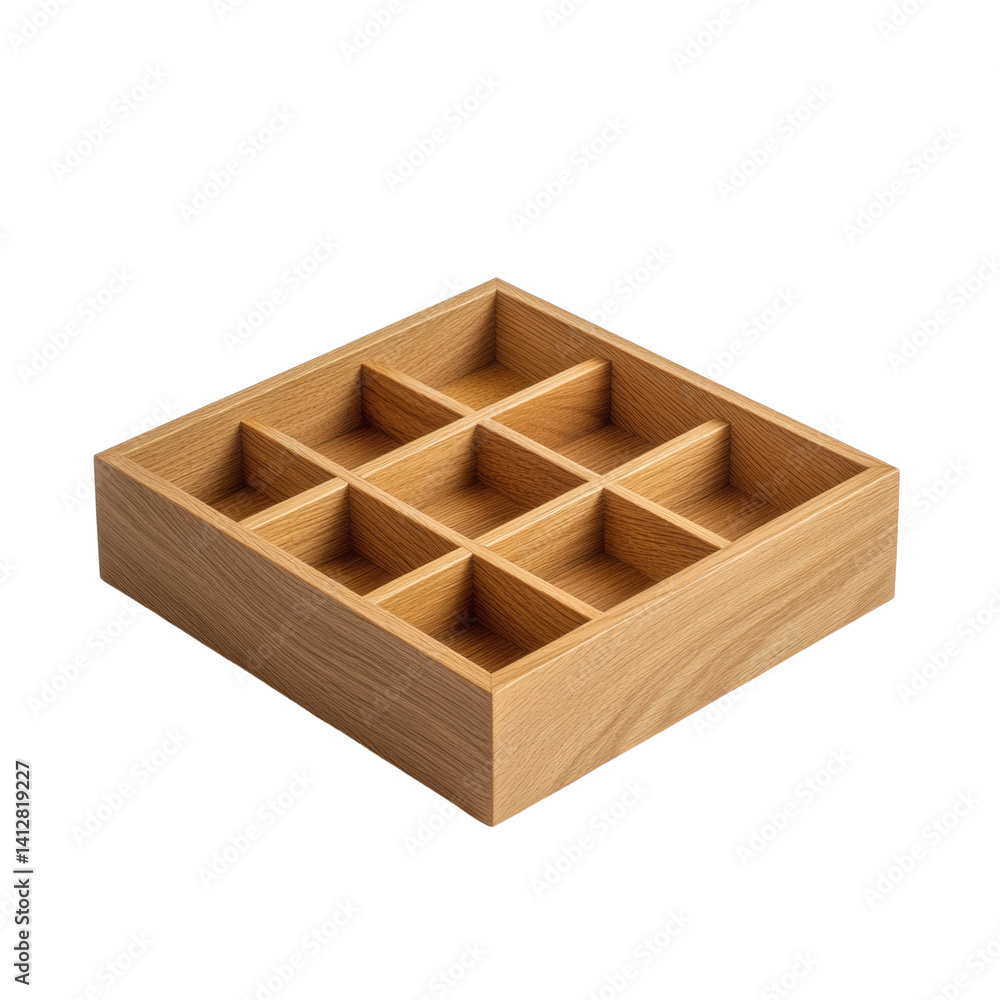 Poster modular oak wood storage box with dividers for organizing small items