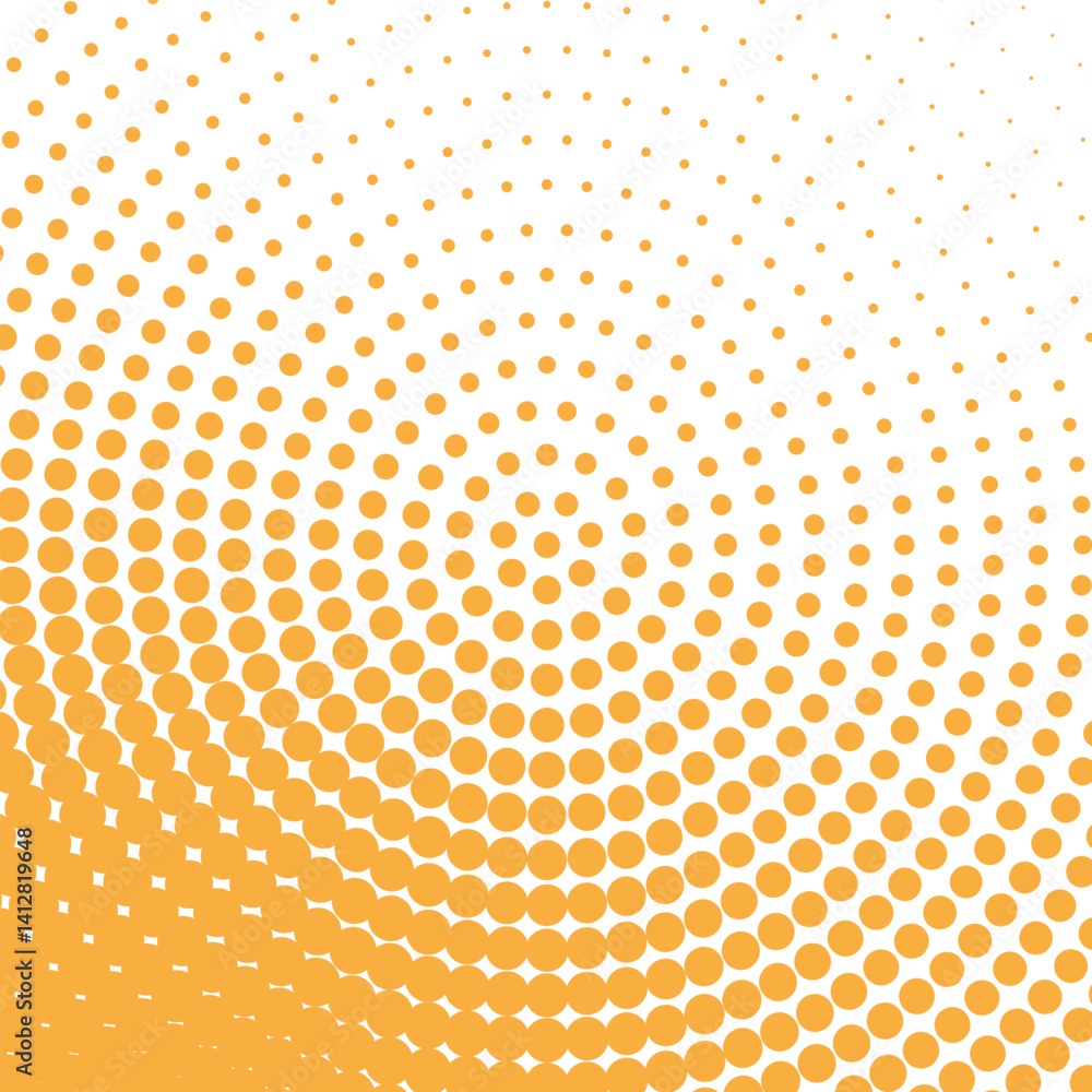 Poster yellow halftone gradient pattern with circular dots