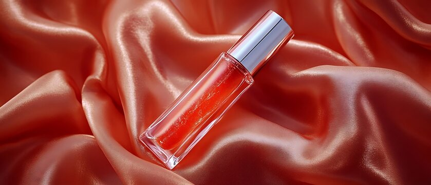 Lip gloss on satin backdrop