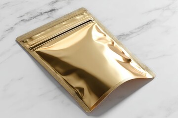 Gold zippered pouch, ideal for storage.