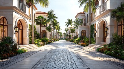 Fototapeta premium Elegant arabic courtyard architecture and plants high resolution photo