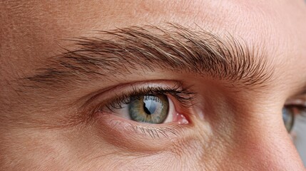 Closeup human eye detailed iris grey colored