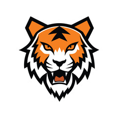 tiger animal head mascot logo vector art illustration