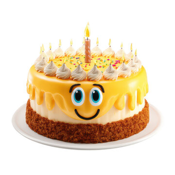 Joyful birthday cake with candle celebratory theme whimsical setting cheerful vibes