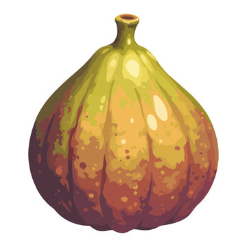 ripe fig fruit, green and brown, isolated clip art preview