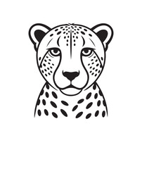 Black and White Cheetah Face Outline