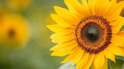Fototapeta premium Vibrant Sunflower with Gently Falling Petals and Motion Blur Effect