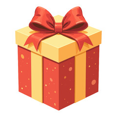 Festive Gift Box with Red Ribbon and Colorful Design Isolated Hand Drawn Vector Illustration