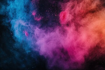 Fototapeta premium Happy Holi decoration, the indian festival.Top view of colorful holi powder on dark background