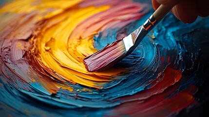 Fototapeta premium Artist mixing vibrant oil paints on palette