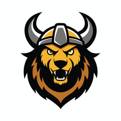 viking bear head mascot logo vector art illustration