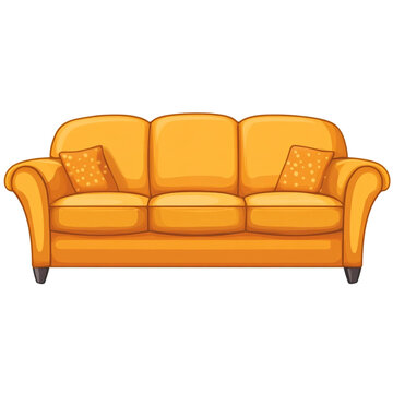 recommend clip art: Orange sofa with patterned pillows home furniture living room decor