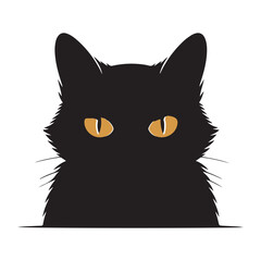 Peeking Cat Face Silhouette