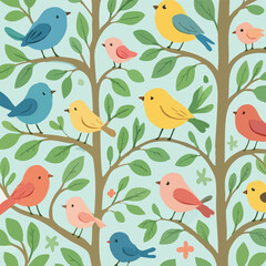 Birdies Background Print Design in Vector