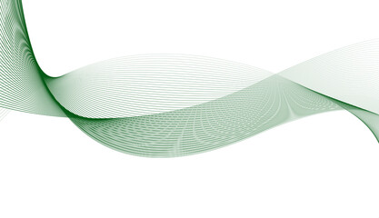 Abstract green color wave blend line banner design on transparent background.