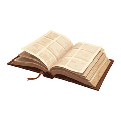 Fototapeta premium An Opened Old Book with Bookmark Isolated Hand Drawn Vector Illustration Open Vintage Story Book