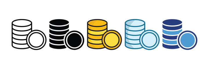 Gold Coin Icon Set Multiple Style Collection