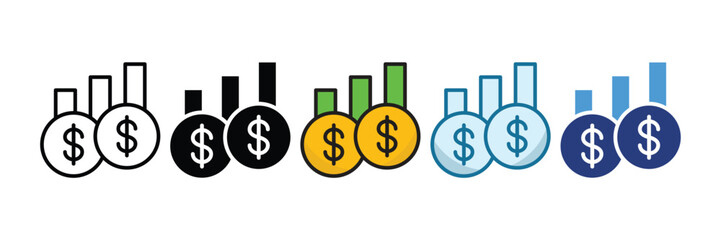 Economic Growth Icon Set Multiple Style Collection