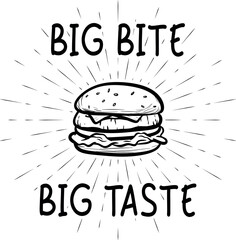 Retro Burger Label with Sunburst Style