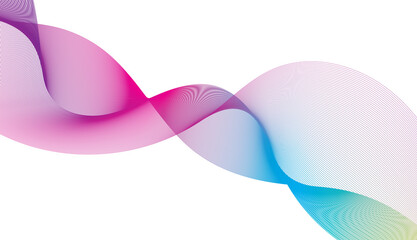 Abstract gradient flowing colorful modern wave line illustration design on transparent background.