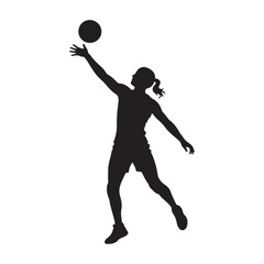 Volleyball Player Serving Black Silhouette
