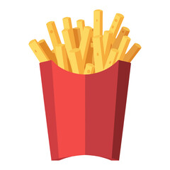 French Fries Delicious in a Red Package Isolated Hand Drawn Vector Illustration on White