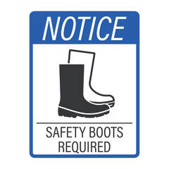 Isolated safety sign wear safety boots, symbolizing protective footwear used as essential safety gear in various work environments.