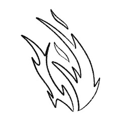 Hand drawn campfire with doodle flames. Retro fire outline and smoke silhouette. Flat vector illustration isolated on white background.