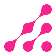 Pink circle blob connect pattern. Organic morphing shapes and logo dots. Flat vector illustration isolated on white background.