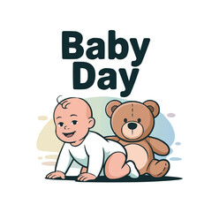 Baby Day Vector Illustration for Childhood and Celebration Concept

