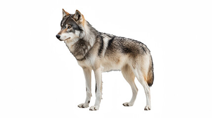 Obraz premium a gray wolf standing photo on a transparent background, PNG image, PNG file, Generative art.