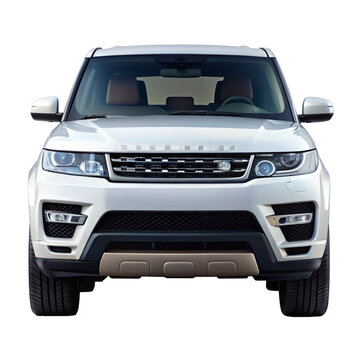 white range rover sport front view isolated on transparent background