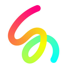 Abstract gradient wave pattern with wavy 3D shapes and geometric squiggles. Modern doodle design with colorful ribbon elements. Flat vector illustration isolated on white background.