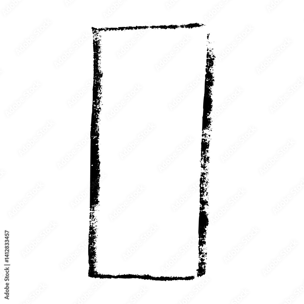 Poster hand-drawn rectangular frame with rough brush strokes, sketchy pencil and chalk outline, scribbled s
