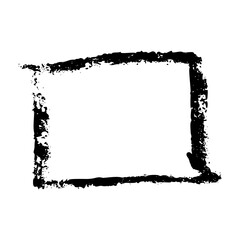 Hand-drawn rectangular frame with rough brush strokes, sketchy pencil and chalk outline, scribbled square border for design. Flat vector illustration isolated on white background.