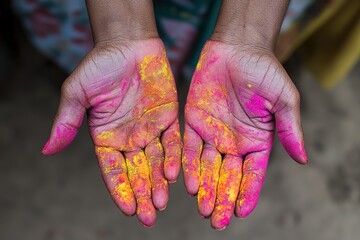 Holi painted hands