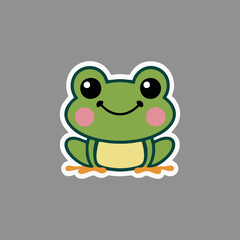 Cute frog logo icon illustration in flat vector style with green tones