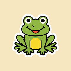 Minimalist frog icon illustration made with geometric shapes and clean lines