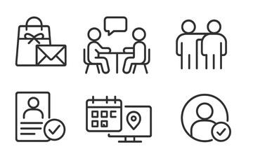 outline vector icons of onboarding steps: step complete, intro check, tour done, progress bar, welcome checklist, first login ok, setup check, orientation badge. set of line style icons in a modern,