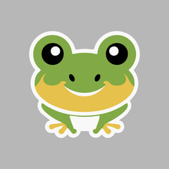 Smiling frog mascot icon logo in playful cartoon vector style for branding