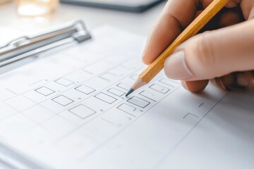 Close-up of Hand Filling Out Checklist on Clipboard
