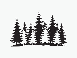 Fototapeta premium set of silhouette pine tree vector.
